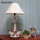 Wooden anchor desk lamp for children's room decor