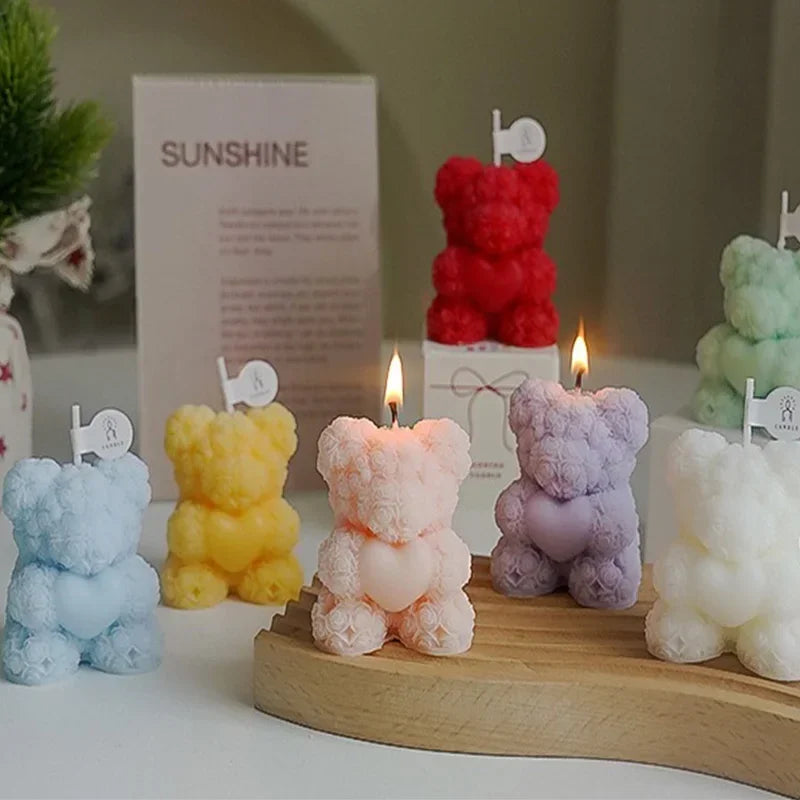 scented soy wax bear candle for relaxation
