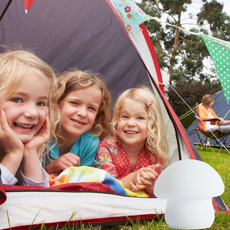 Mushroom LED night light silicone touch sensor battery lamp for baby room and bedside decor christmas gift - vue 5 sur 8