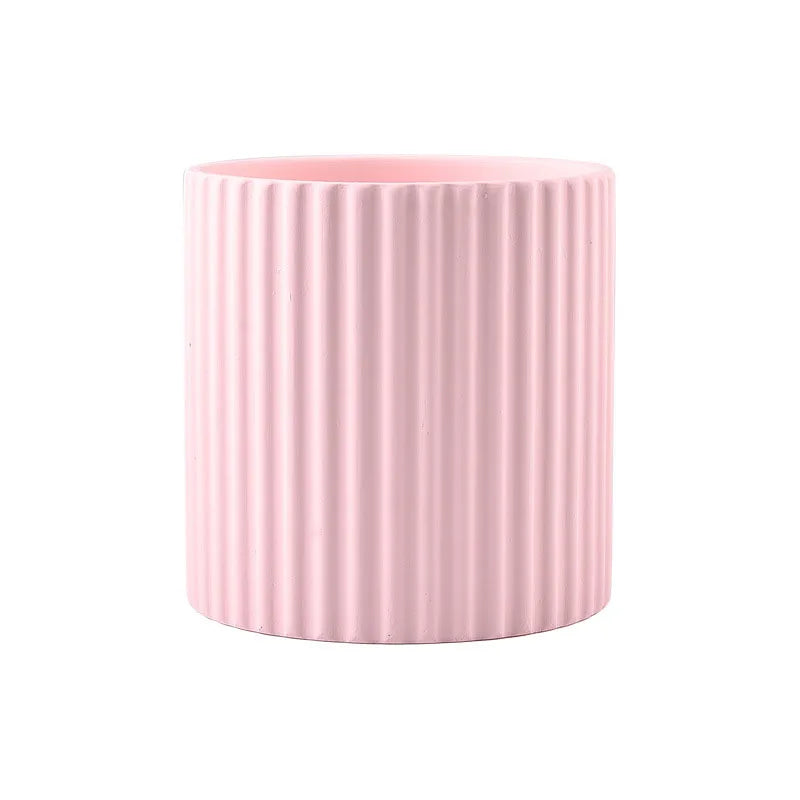 ceramic flower pot vertical lines for indoor plants