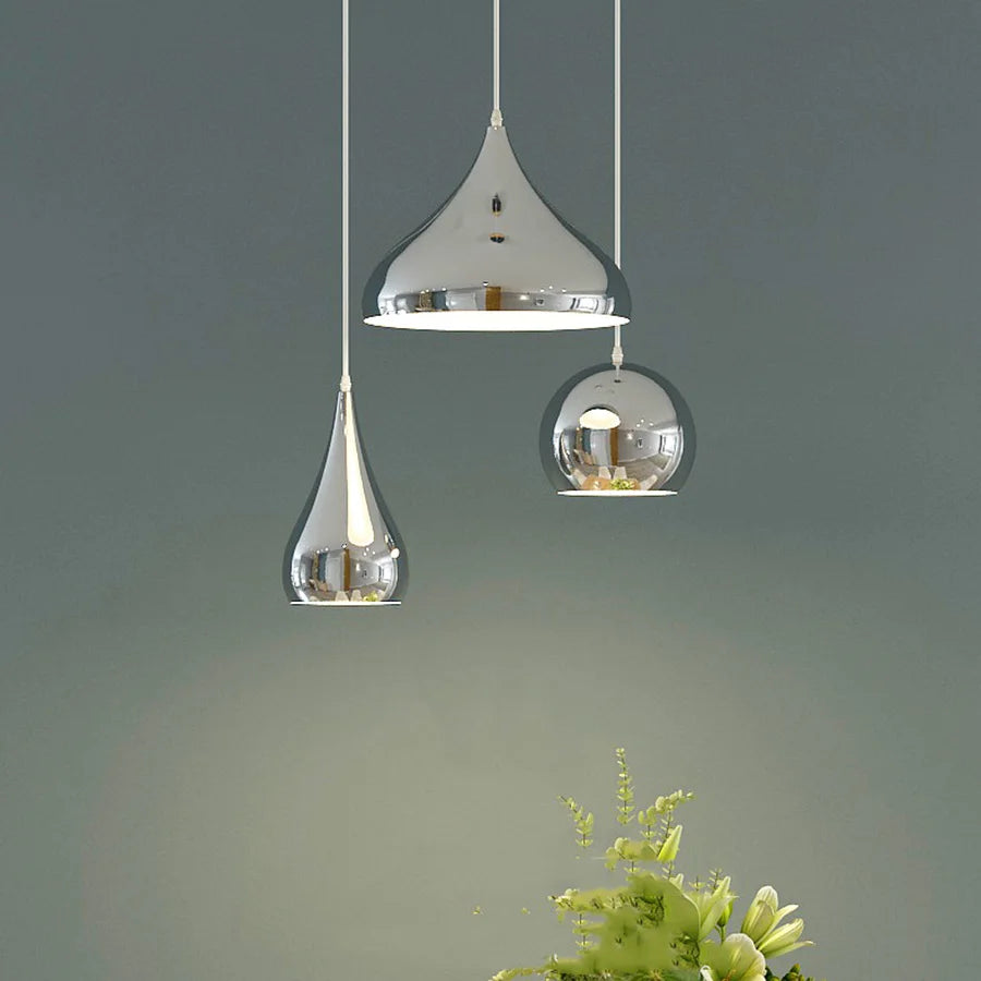 Nordic silver-plated globe mirror pendant lamp E27 iron luxury silver brass art for kitchen, hotel or living room