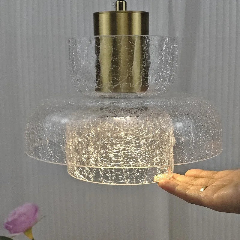 Modern crackled glass chandelier for elegant interiors - vue 5 sur 9