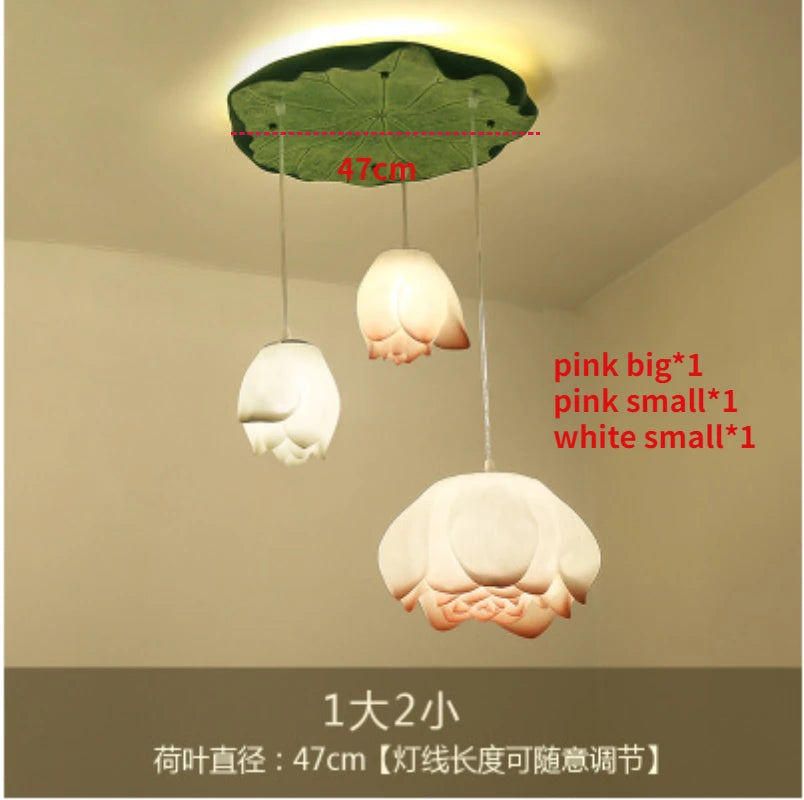 Glass lotus pendant light for interior decoration