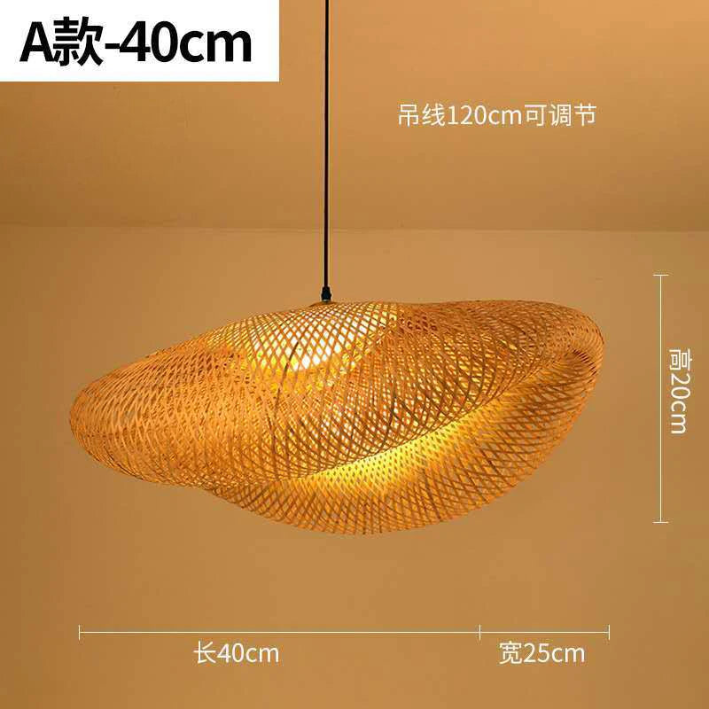 Handmade Chinese style bamboo chandelier with vintage pastoral weaving - vue 16 sur 30