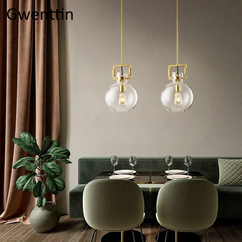 Modern metal and glass pendant light industrial style interior decor - vue 5 sur 10