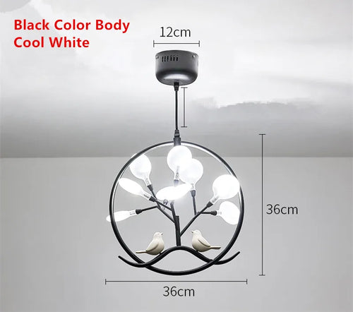 Nordic design bird cage tree branch halo chandelier - vue 9 sur 12