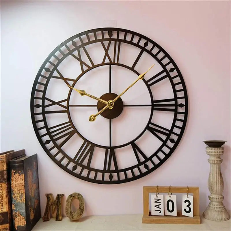 silent decorative roman numeral metal wall clock