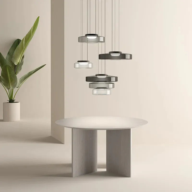 Danish boho designer pendant light with glass shade for coffee tables - vue 3 sur 24