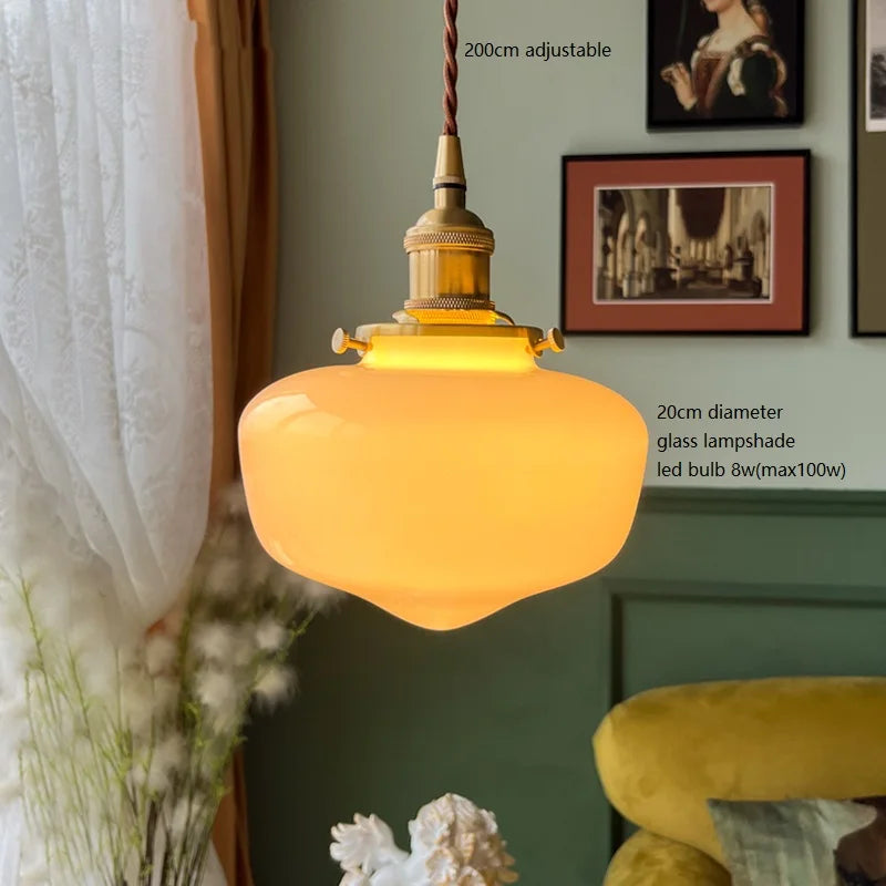 Modern nordic glass LED pendant light with copper socket - vue 10 sur 28