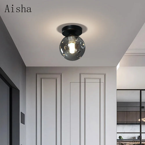 Nordic glass ball ceiling light industrial style home decor - vue 2 sur 8