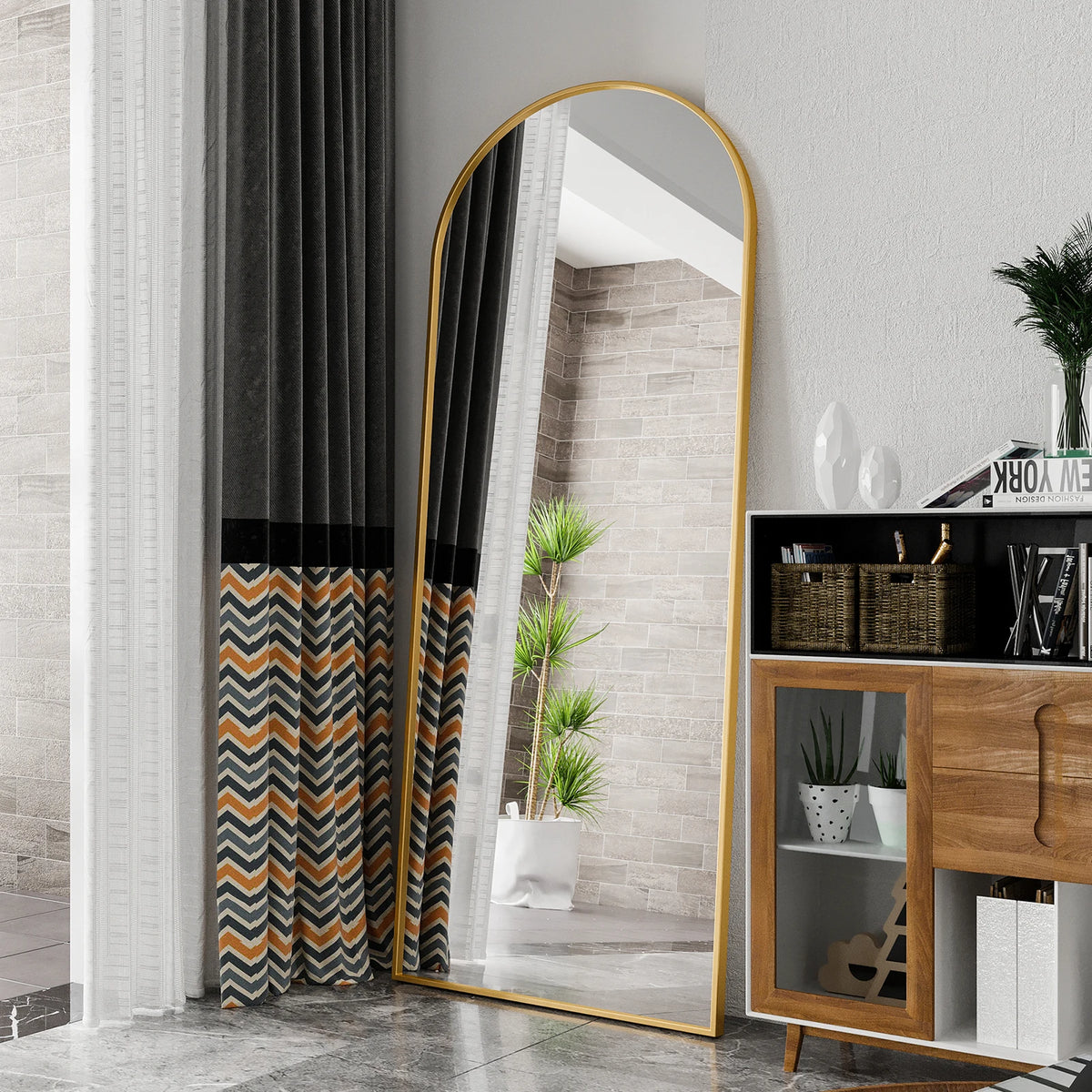 miroir sur pied en verre trempé inclinable et mural - vue 4 sur 6
