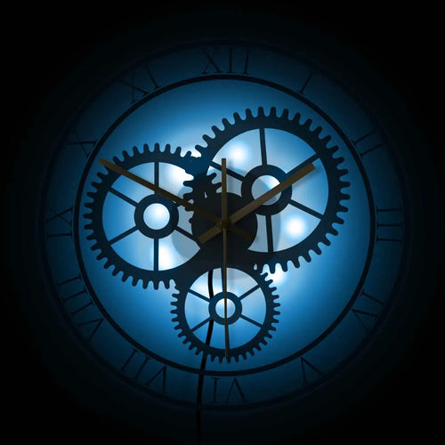 retro silent wall clock with roman numerals and mechanical gears - vue 4 sur 8