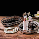 Decorative metal mirrored storage tray for cosmetics and tableware
