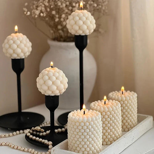 silicone candle mold in the shape of a cylindrical ball and bubble - vue 2 sur 6