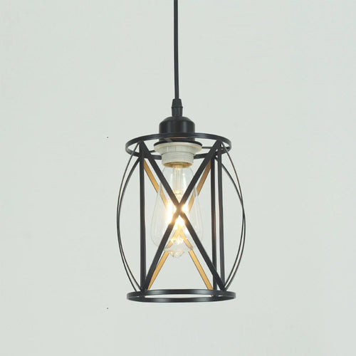 Vintage metal cage industrial pendant light - vue 2 sur 8