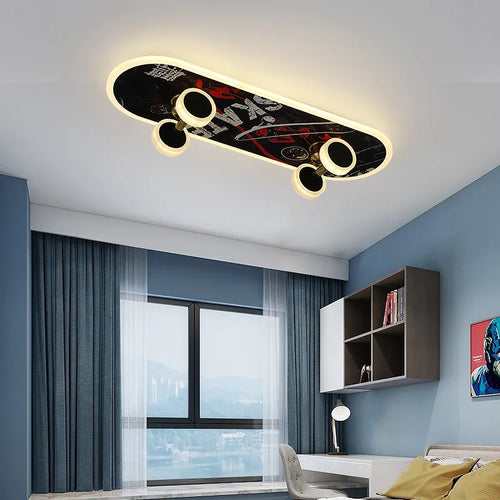 Dimmable skateboard ceiling light for children's bedroom - vue 3 sur 19