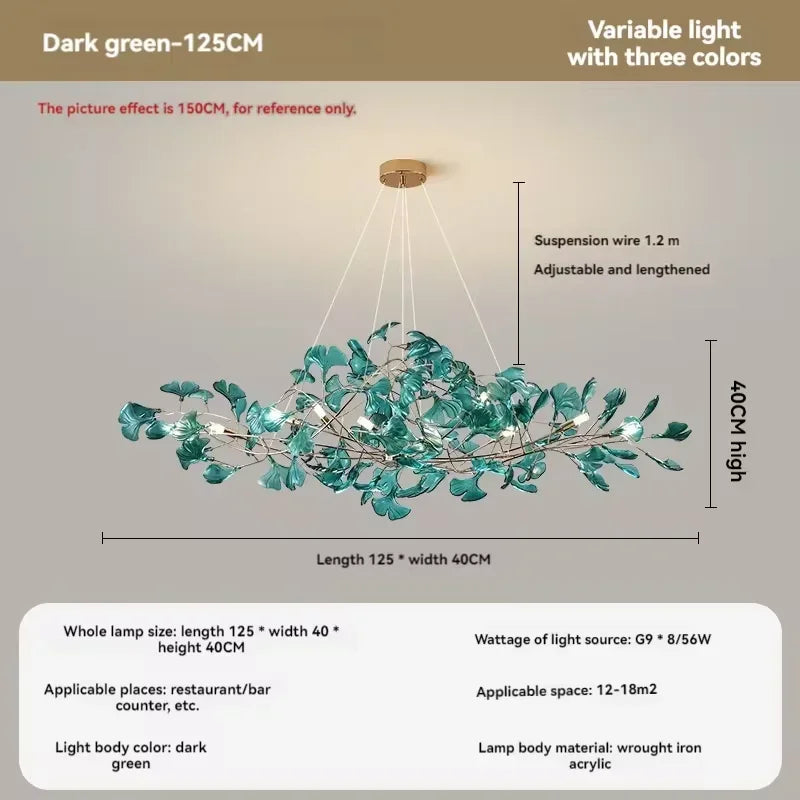 Artpad Nordic romantic chandelier with acrylic leaves for the home - vue 17 sur 21
