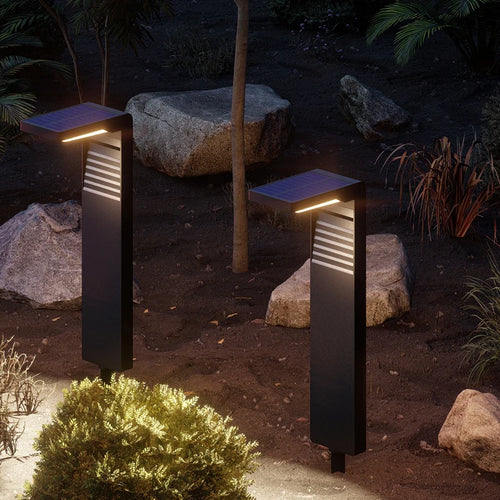 Solar LED garden landscape lamp IP55 waterproof outdoor standing light with ground spike - vue 3 sur 13