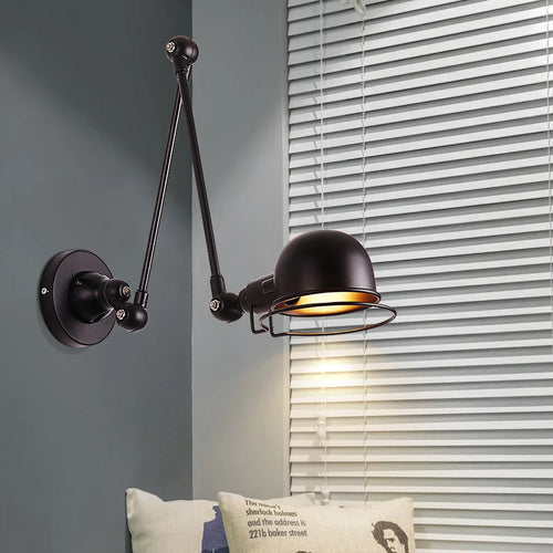 Retractable wall light swing arm with switch loft - vue 2 sur 16