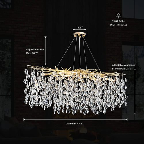 Luxury crystal chandelier with LED branches for modern interiors - vue 12 sur 14