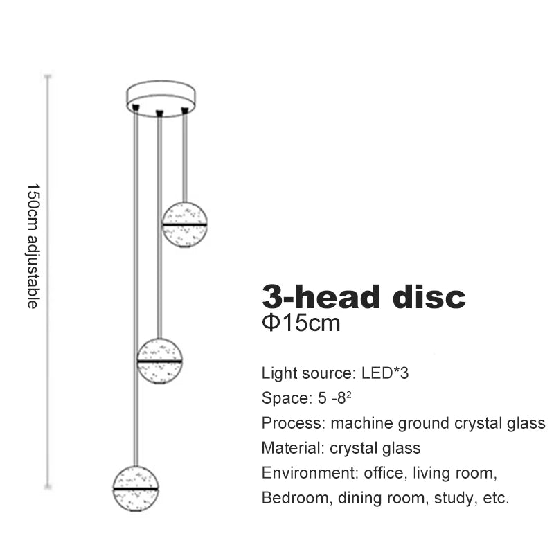 Modern crystal chandelier with rotating LED ball pendant