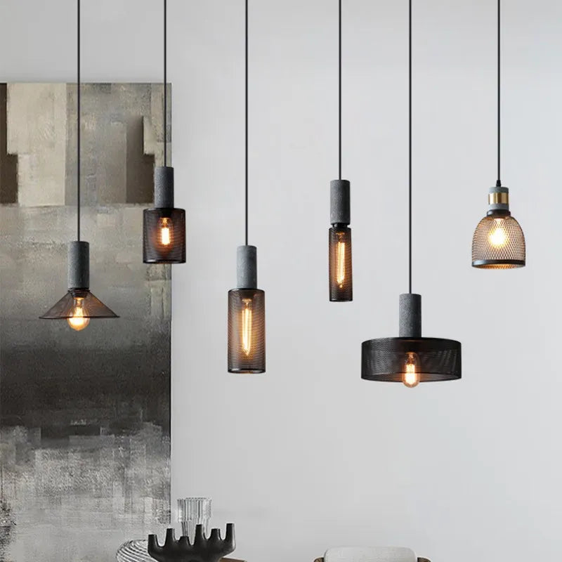 Concrete and iron pendant light - vue 4 sur 29