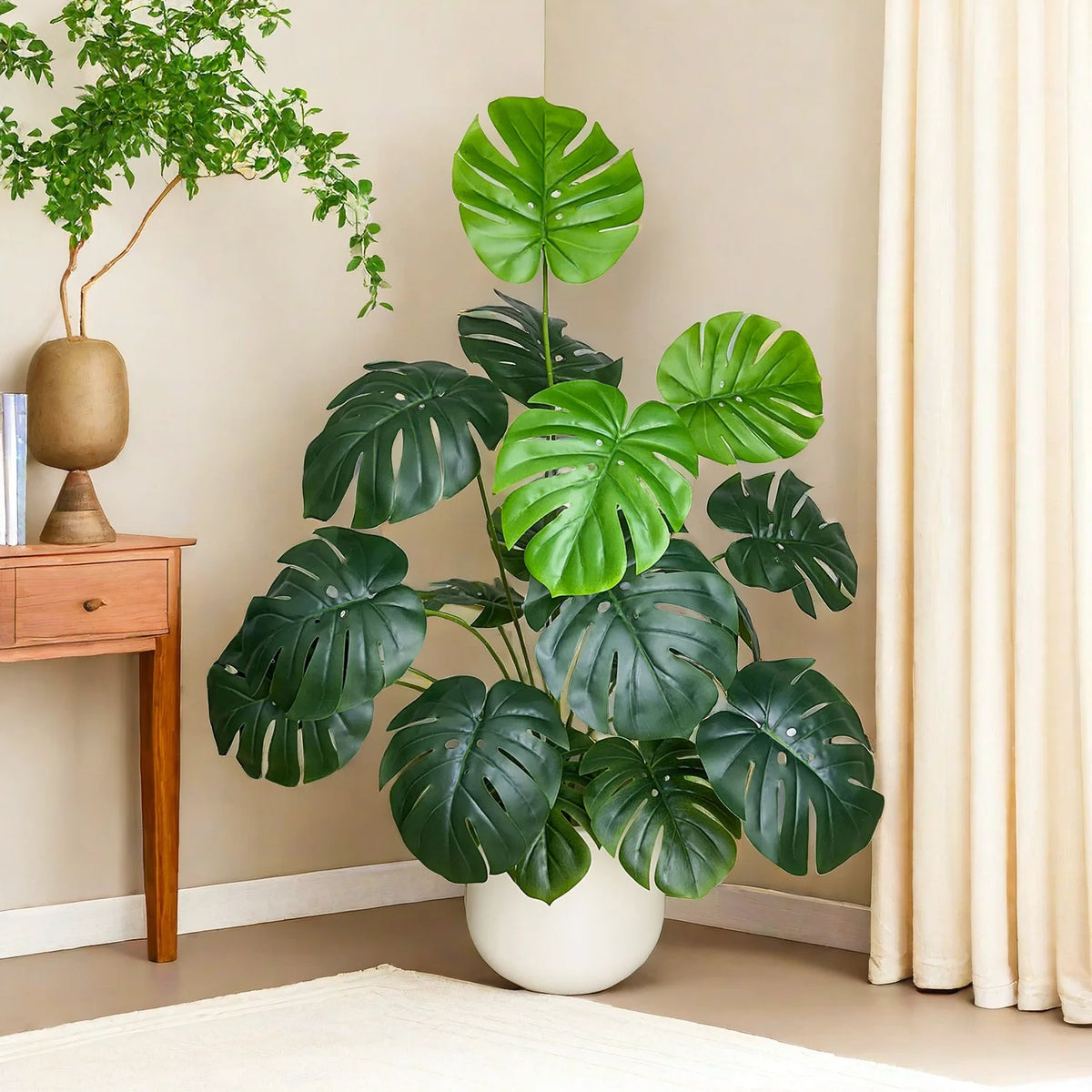 Realistic artificial monstera plant for interior decoration