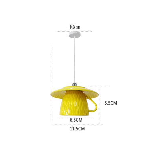 Modern ceramic LED teapot pendant light for kitchen - vue 12 sur 30