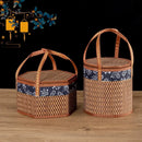 eco-friendly and foldable woven bamboo picnic basket