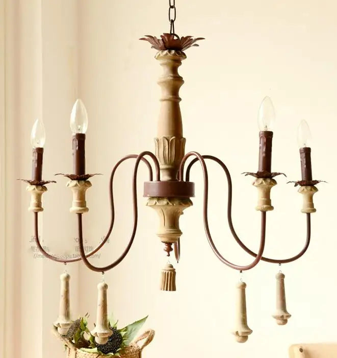 antique industrial resin chandelier with led candle holders