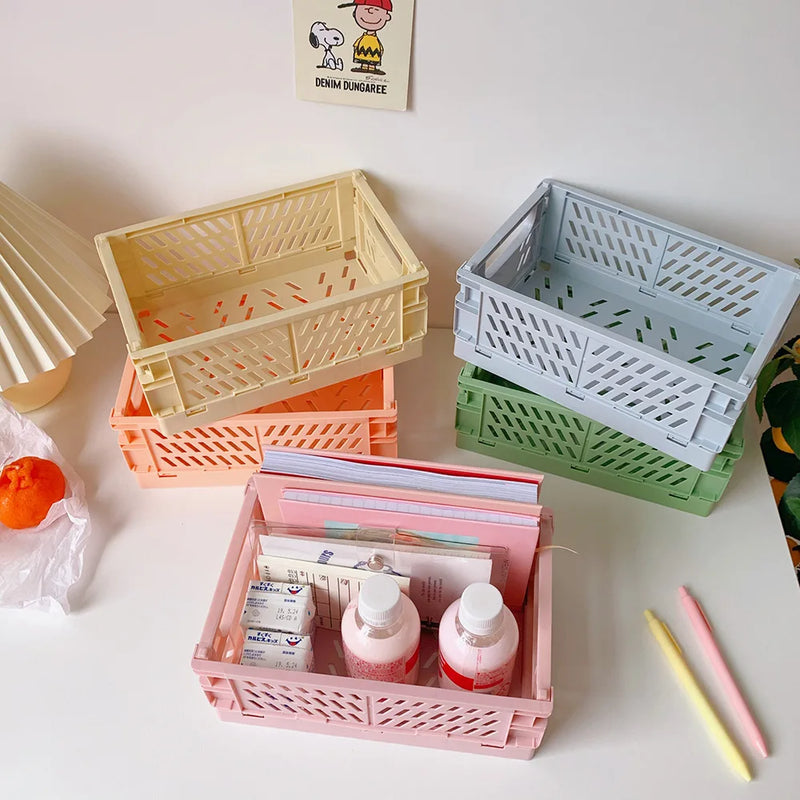 stackable foldable basket for storing makeup, jewelry, toys