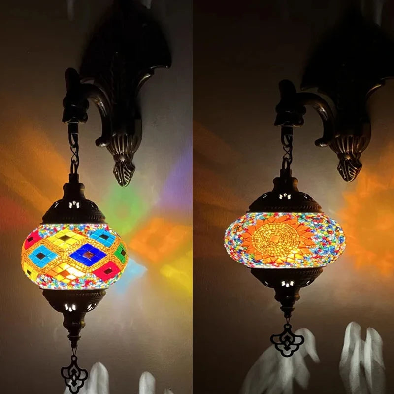 Handmade vintage mosaic glass wall light for indoor decoration