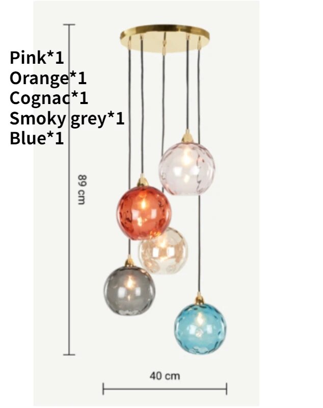Modern nordic coloured glass chandelier with water grain effect - vue 27 sur 29