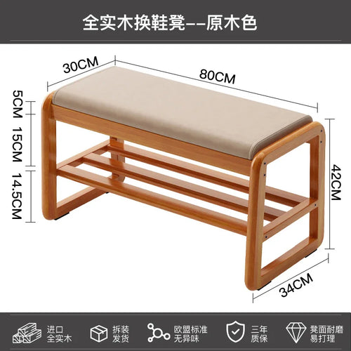 solid wood shoe bench for practical storage - vue 8 sur 9