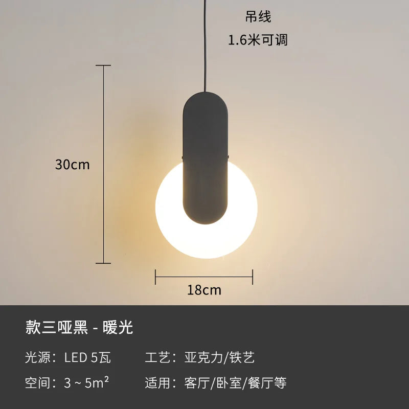 Modern geometric LED acrylic moon pendant light - vue 11 sur 24