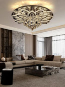 Modern LED crystal and stainless steel ceiling light with elegant design for interiors