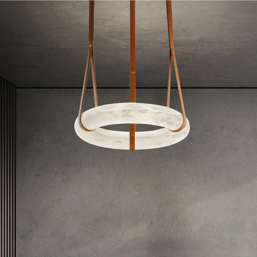 Luxury circular marble LED pendant chandelier - vue 5 sur 7