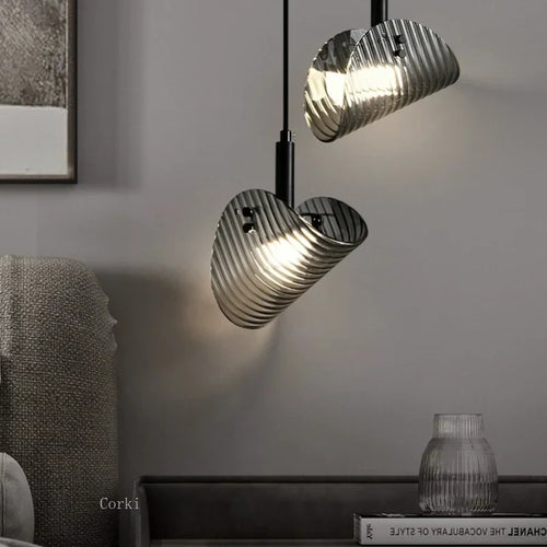 Art Deco design glass pendant light with adjustable dimming - vue 2 sur 8
