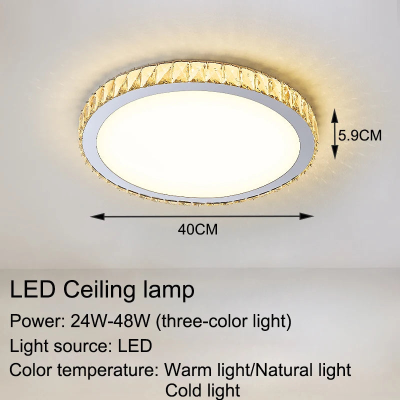 Modern luxury crystal round ceiling light for interiors - vue 15 sur 18