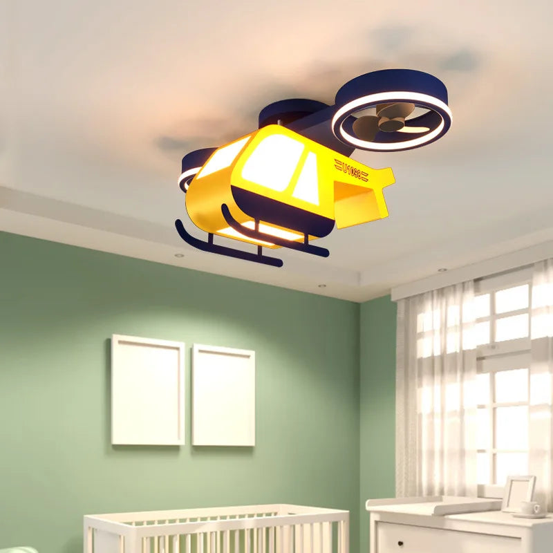 Sandyha acrylic LED cartoon helicopter ceiling lamp for children
