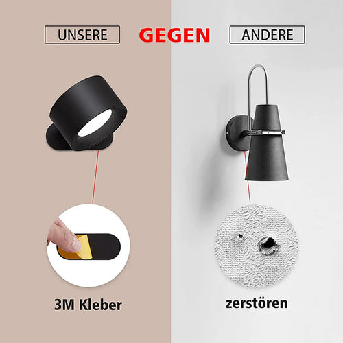 Rechargeable usb led wall lamp with 360° magnetic ball, dimmable touch control - vue 9 sur 9