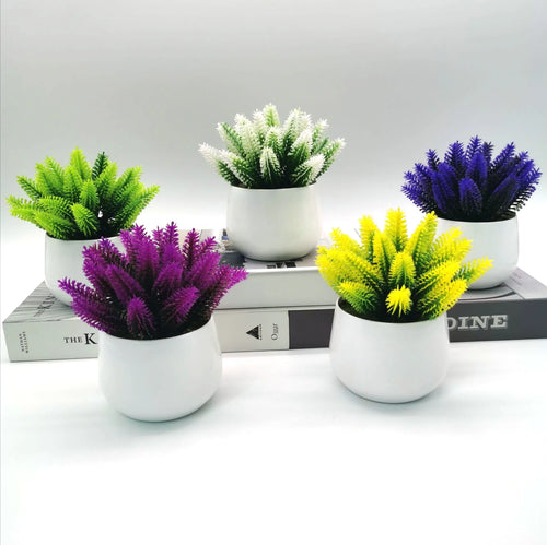 Artificial lavender plants for indoor and office decoration - vue 2 sur 11
