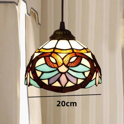 Vintage Tiffany-style stained glass pendant light for interior decor