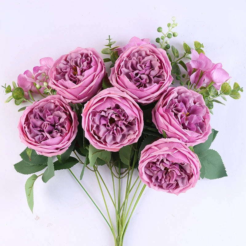 Artificial silk rose bouquet for home decoration - vue 16 sur 16