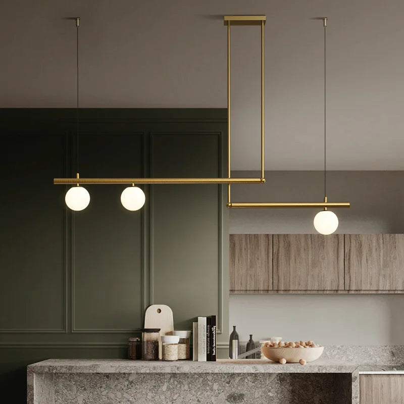 Modern nordic minimalist LED glass chandelier for restaurant decor