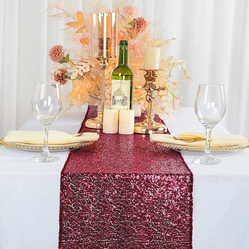 Orange sequin table runner for festive decoration
