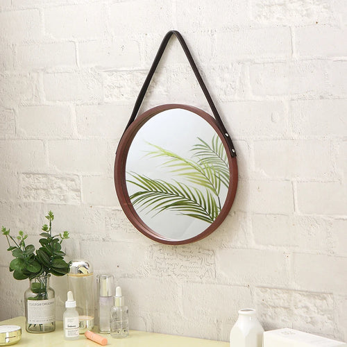 retro round wooden decorative mirrors for home decor - vue 2 sur 7