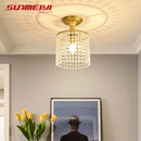 Gold crystal LED ceiling light for interior decor