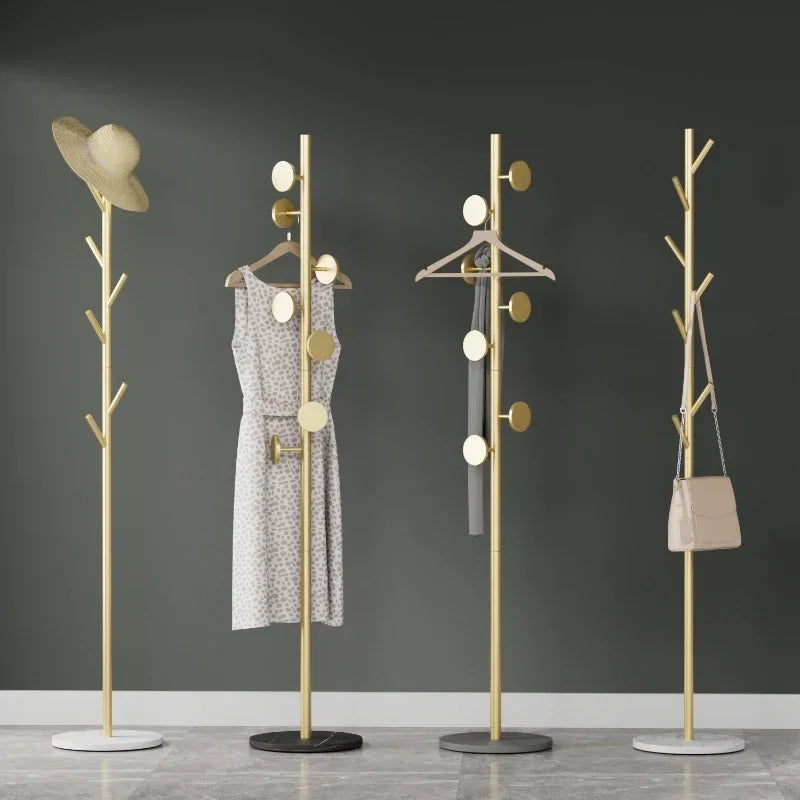 elegantly designed metal bag and clothes rack for practical storage