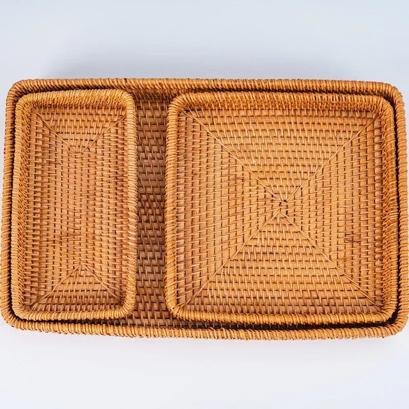 woven rattan basket for storage and craft decoration - vue 5 sur 9